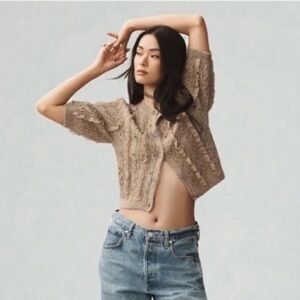 Maeve Nwt Embellished Ruffled Cardigan Sweater